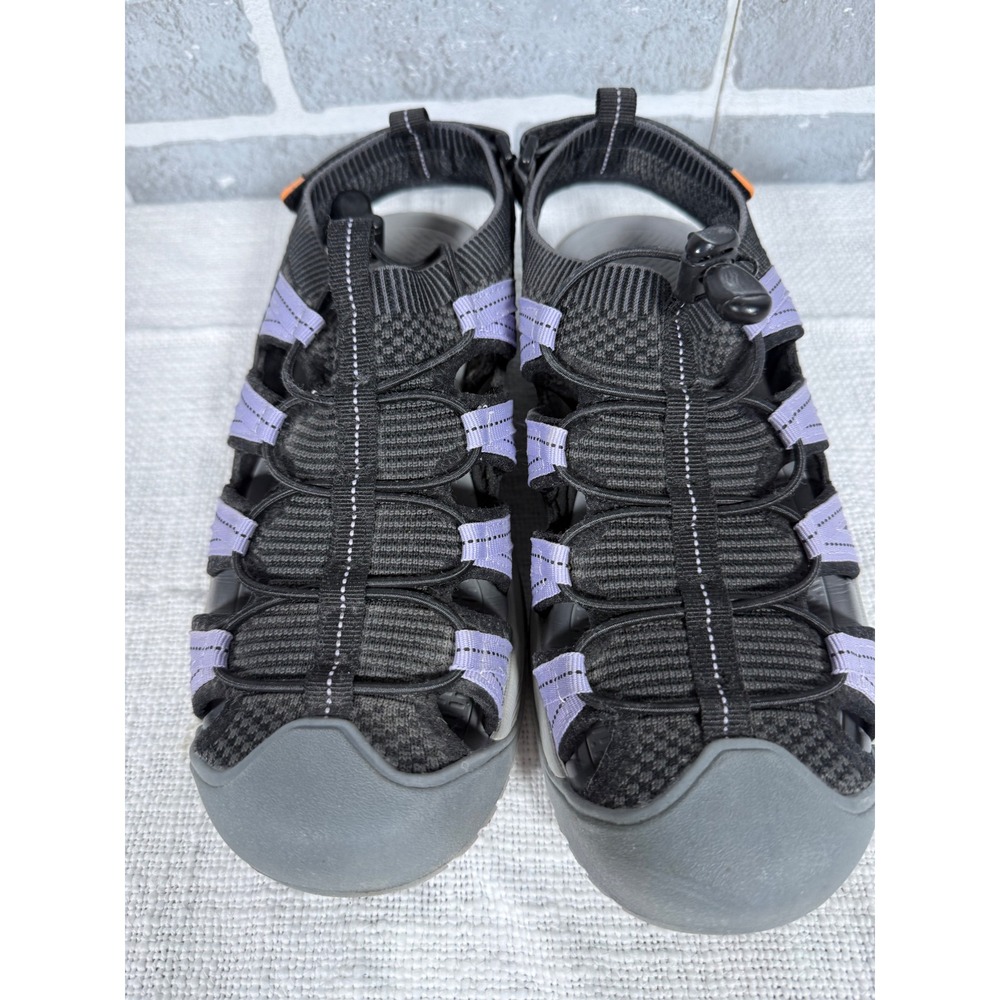 Eddie Bauer Emma Womens Hiking Sandals Black Purple Bungee Lace Size 8 Pre-loved